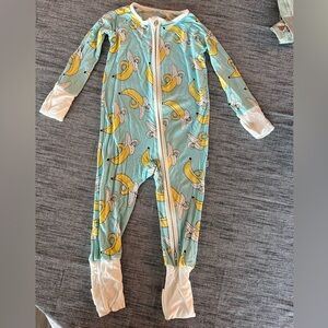 NWOT Little Sleepies Banana Print Kids Footie Pajama bamboo 6-12m